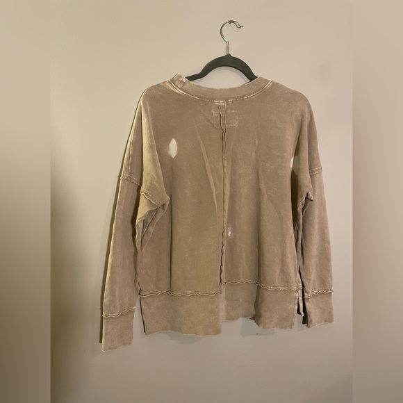 Easel Tan Bleach Crew Neck Sweatshirt - Picture 5 of 5
